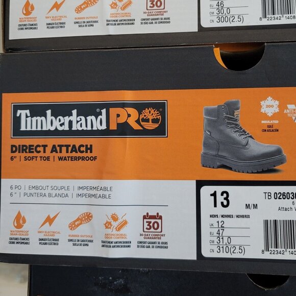 NEW Timberland Pro 6" Direct Attach Waterproof Boots Size 13 Oil Resistant - Picture 10 of 10